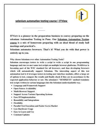 selenium automation testing course | ITView