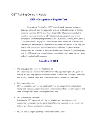 Best OET Centre in Kerala