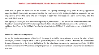 signify is currently offering uvc disinfect
