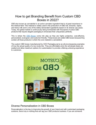 how to get branding benefit from custom cbd boxes