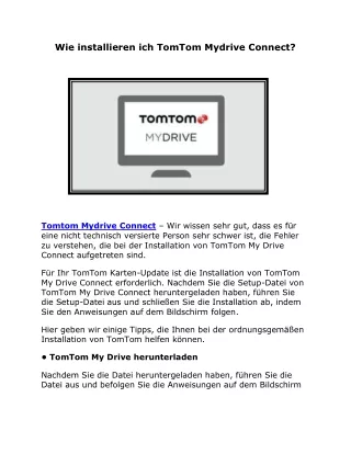 wie installieren ich tomtom mydrive connect