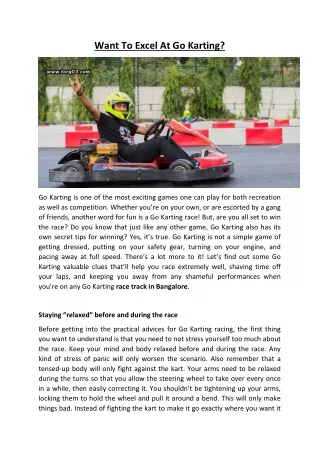 Want To Excel At Go Karting