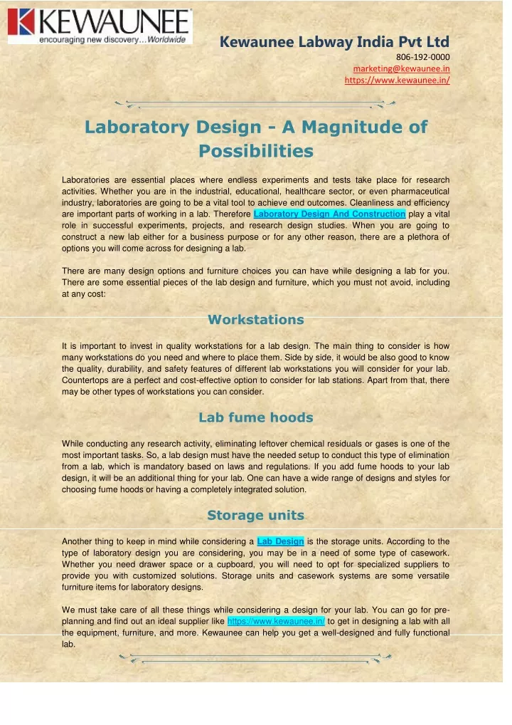 kewaunee labway india pvt ltd