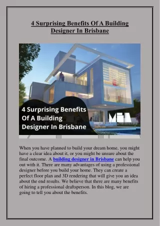 4 Surprising Benefits Of A Building Designer In Brisbane
