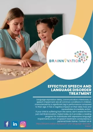 Effective Speech and Language Disorder Treatment