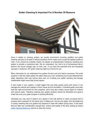 gutter cleaning is important for a number