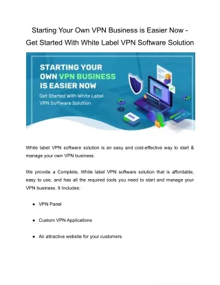 Starting Your Own VPN Business is Easier Now - Get Started With White Label VPN Software Solution