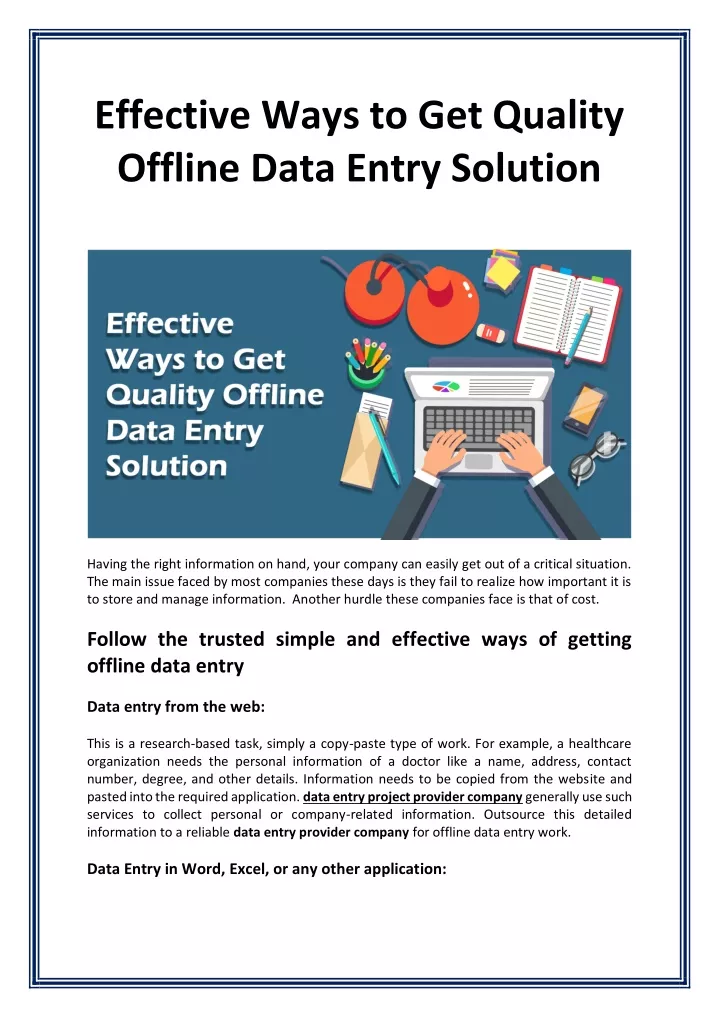 effective ways to get quality offline data entry