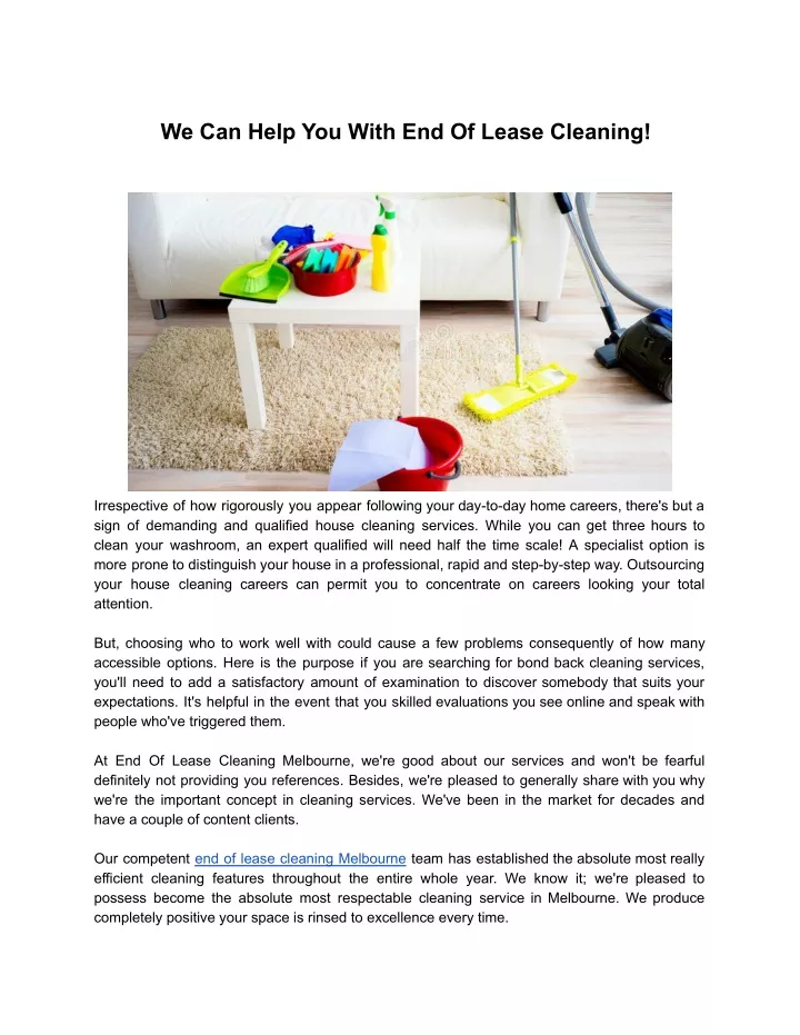 we can help you with end of lease cleaning