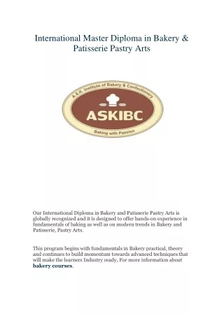 ASKIBC- Best Baking Institute in Bangalore | Bakery Courses