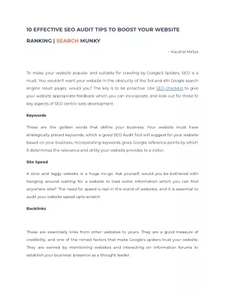 10 EFFECTIVE SEO AUDIT TIPS TO BOOST YOUR WEBSITE RANKING _ SEARCH MUNKY