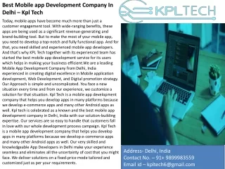 Best Mobile App Development Company in Delhi, India – KPL TECH