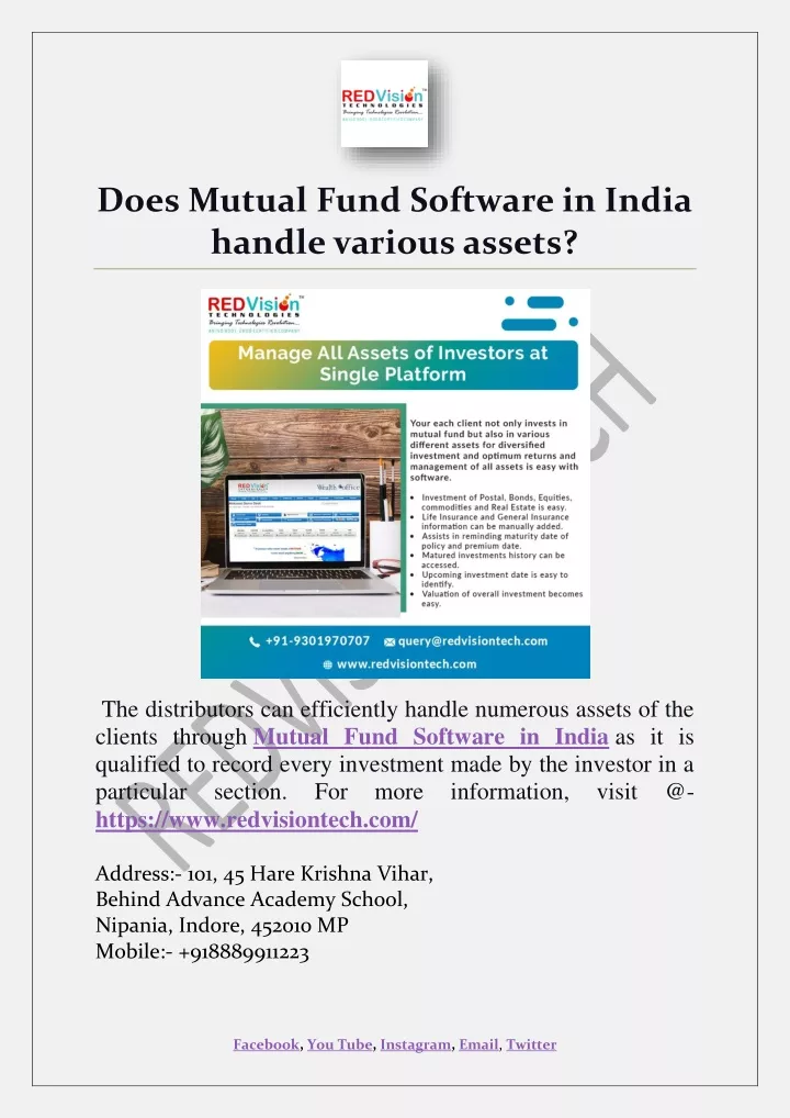 does mutual fund software in india handle various