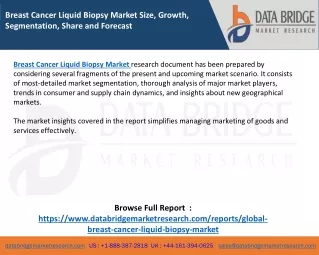 Breast Cancer Liquid Biopsy Market Size, Growth, Segmentation, Share and Forecast
