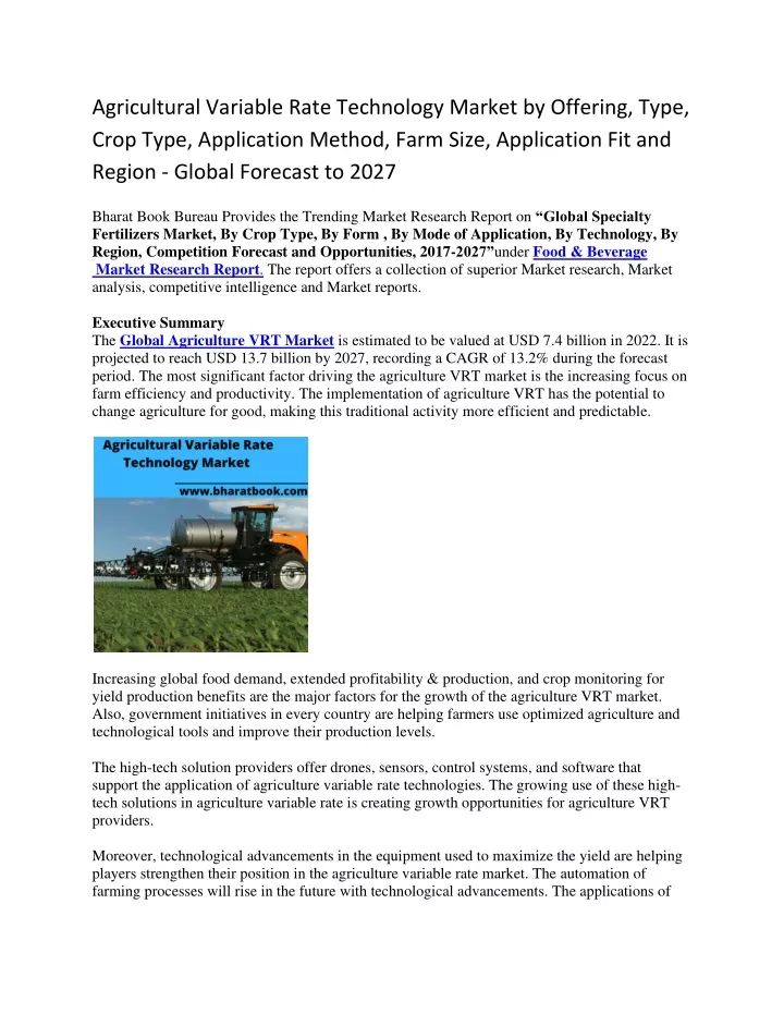 agricultural variable rate technology market