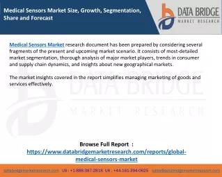 Medical Sensors Market Size, Growth, Segmentation, Share and Forecast