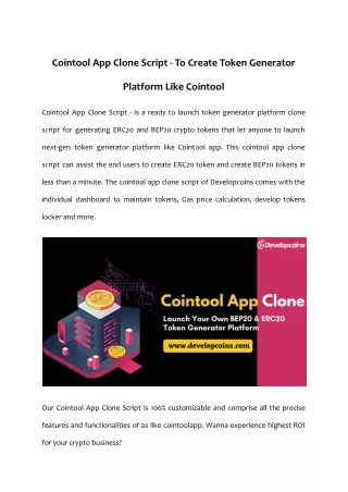 cointool app clone script to create token