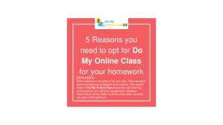 5 Reasons you need to opt for Do My Online Class for your homework