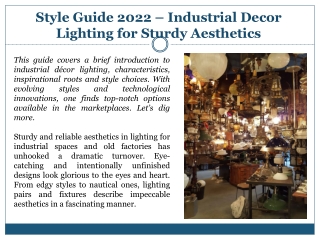 Style Guide 2022 – Industrial Decor Lighting for Sturdy Aesthetics