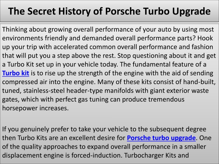 the secret history of porsche turbo upgrade