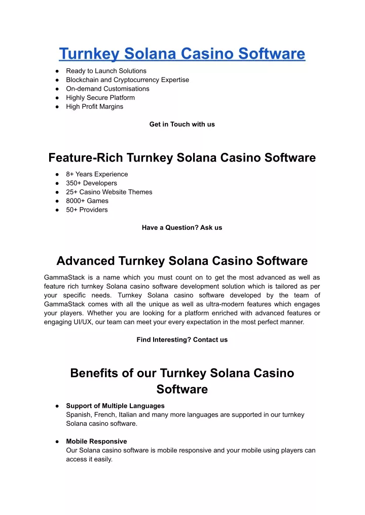 turnkey solana casino software