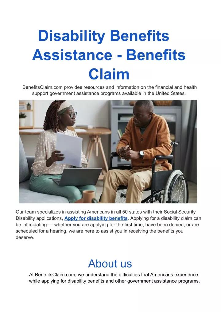 disability benefits assistance benefits claim