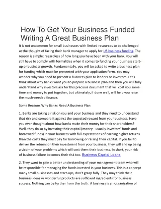 how to get your business funded writing a great