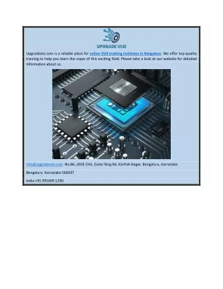 Curious to know about online vlsi training institutes in Bangalore
