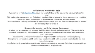 how to fix dell printer offline issue if you want