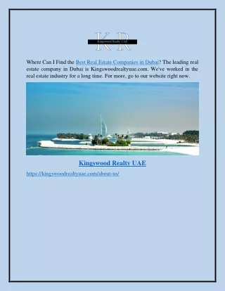 Best Real Estate Companies in Dubai Kingswoodrealtyuae.com