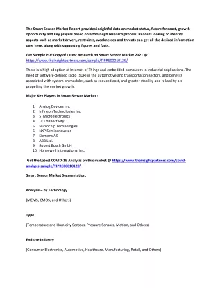the smart sensor market report provides