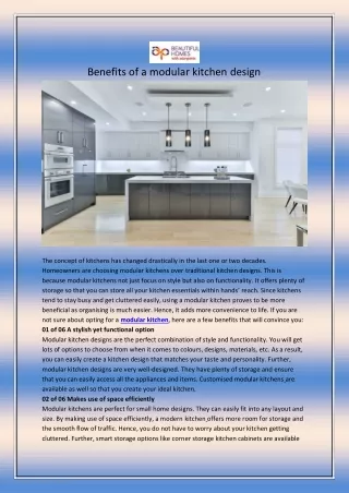 Benefits of a modular kitchen design