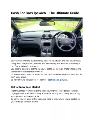 Cash For Cars Ipswich - The Ultimate Guide