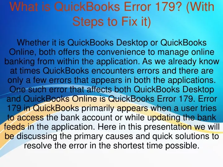 what is quickbooks error 179 with steps to fix it