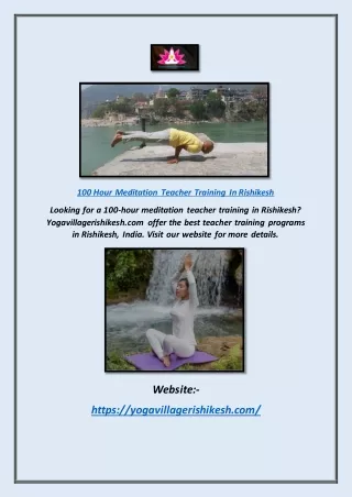 100 Hour Meditation Teacher Training in Rishikesh | Yogavillagerishikesh.com