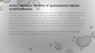 which methods to apply if quickbooks freezes when opening