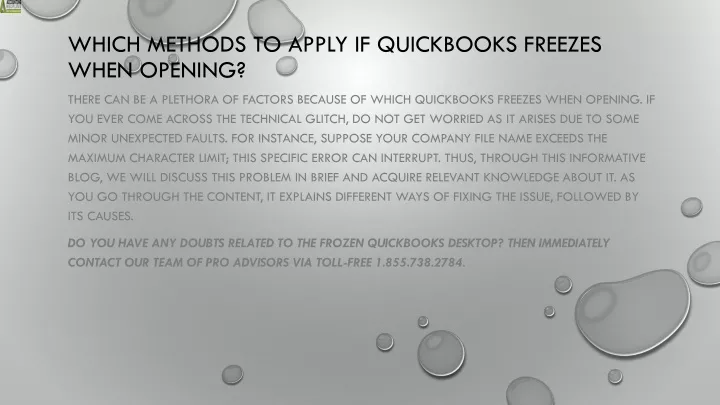 which methods to apply if quickbooks freezes when opening