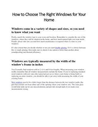 how to choose the right windows for your