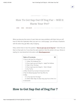 How To Get Sap Out Of Dog Fur - Will It Harm Your Pet_