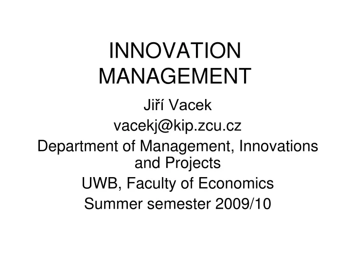 innovation management