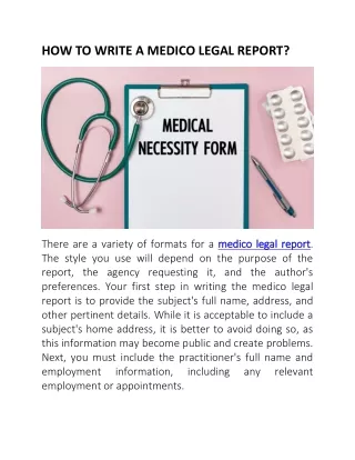 How to Write a Medico Legal Report?