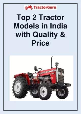 Top 2 Tractor Models in India With Quality & Price