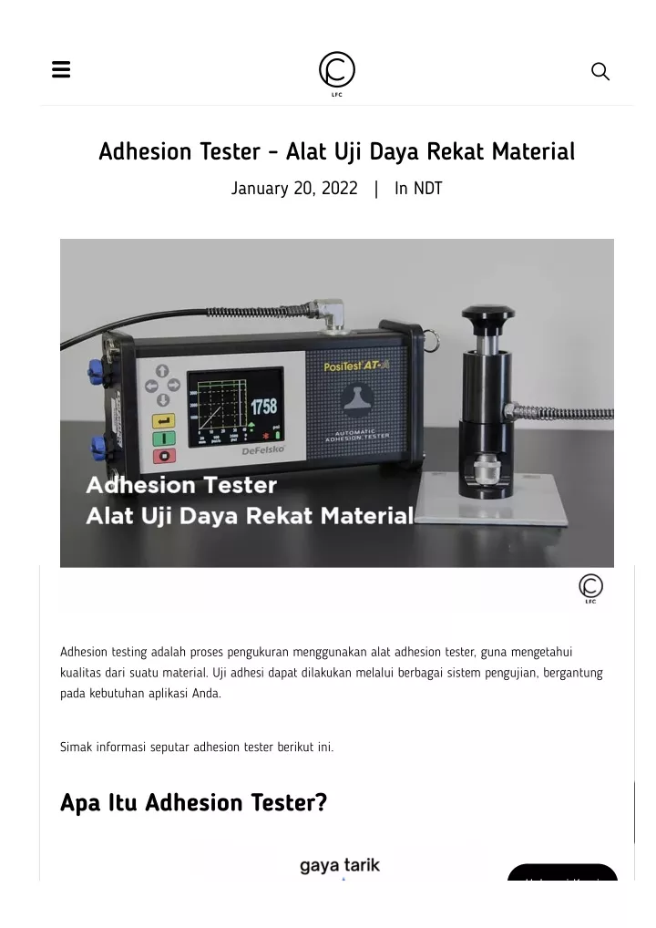 adhesion tester alat uji daya rekat material