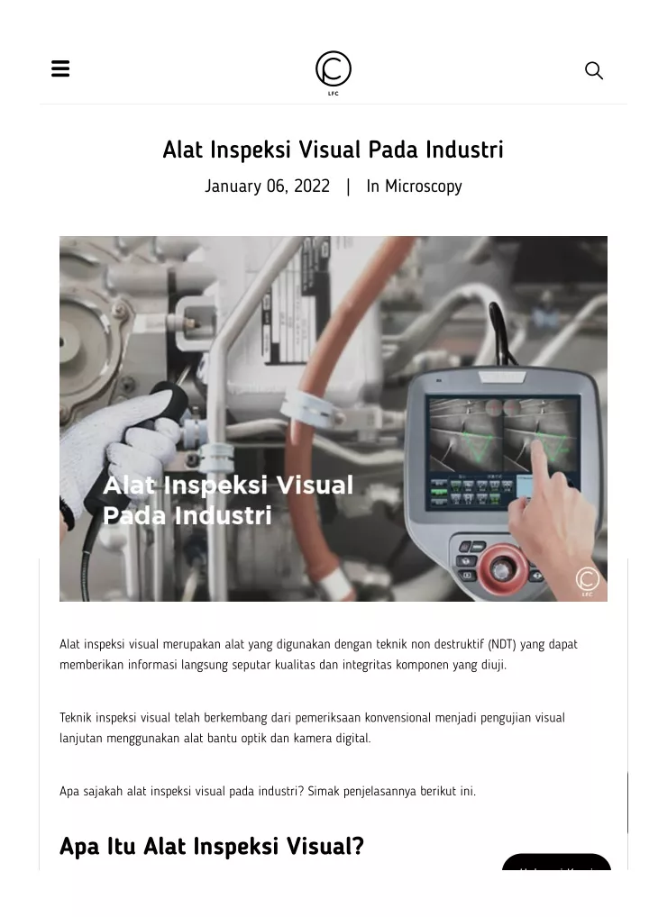 PPT - Alat Inspeksi Visual Pada Industri PowerPoint Presentation, Free ...