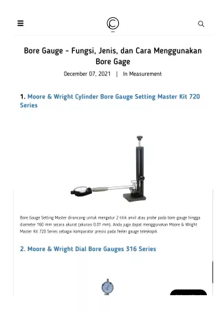 Bore Gauge - Fungsi, Jenis, dan Cara Menggunakan Bore Gage