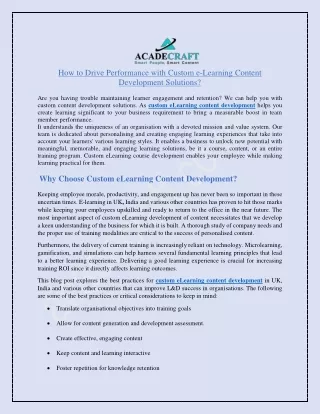 how to drive performance with custom e learning
