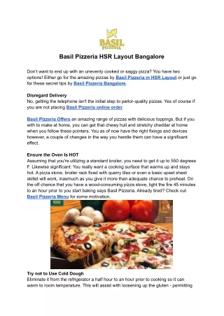 basil pizzeria hsr layout bangalore