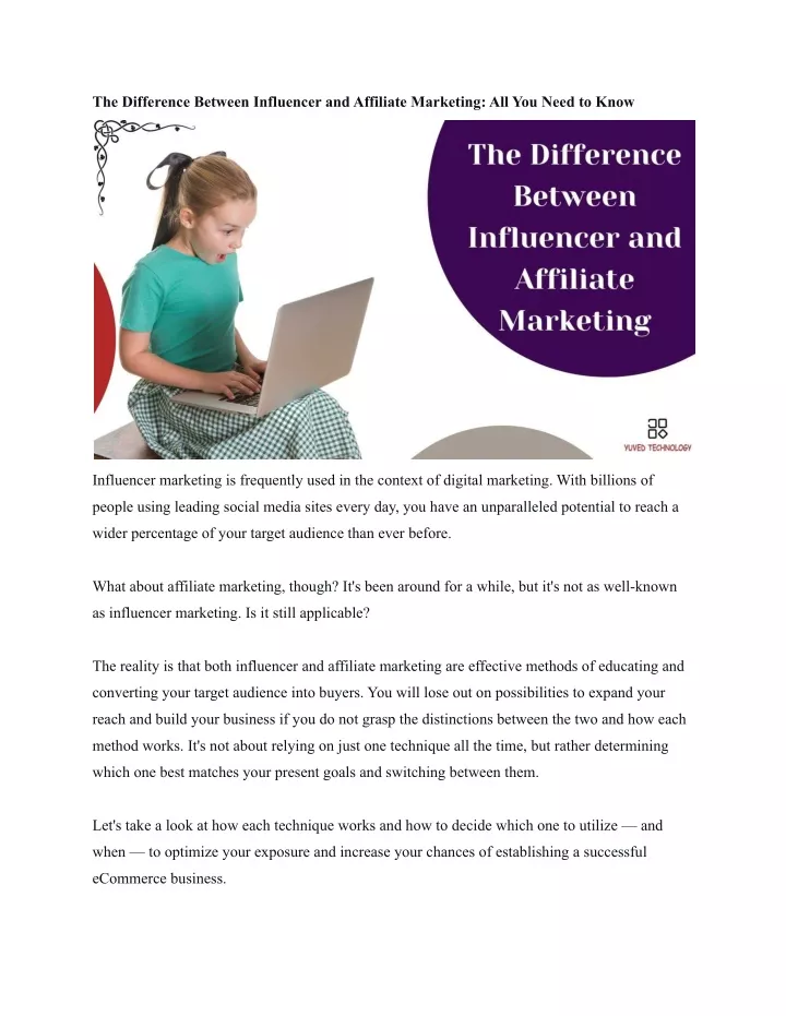 the difference between influencer and affiliate