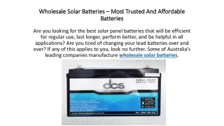 Wholesale Solar Batteries in Most Trusted And Affordable price