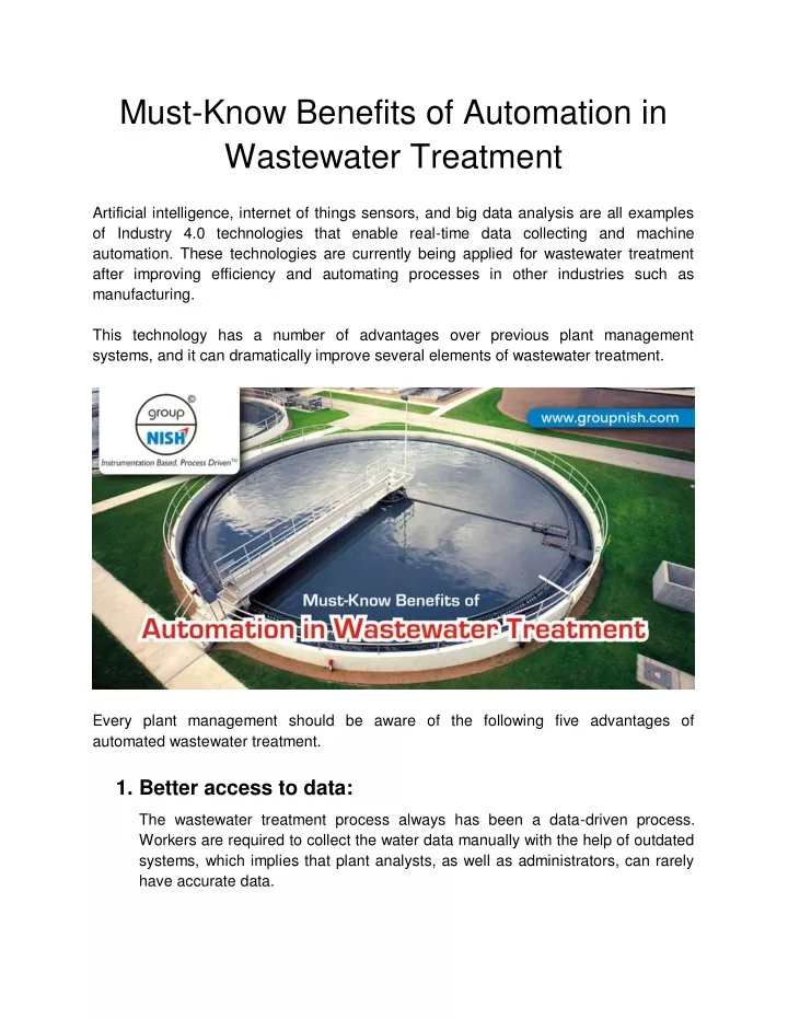 must know benefits of automation in wastewater